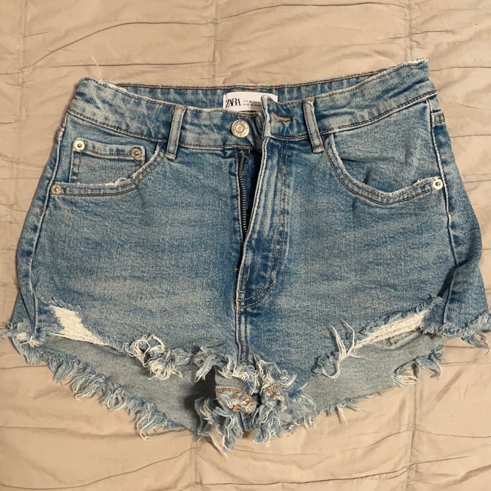 Zara high rise jean shorts